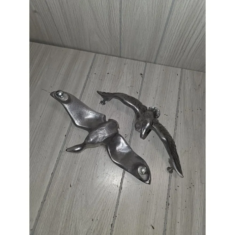 Vintage pewter Bruce Fox Mallard Duck Handles From Wilton Hardwood Serving Tray